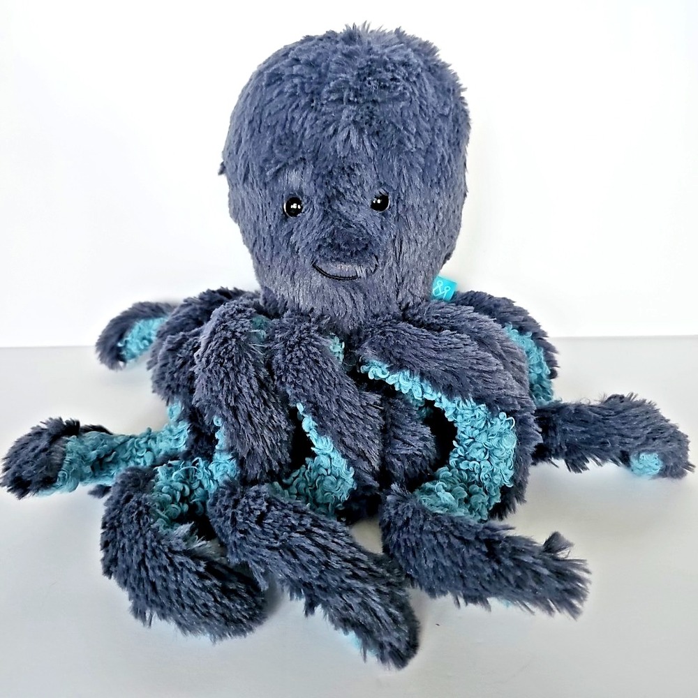 The Manhattan Toy Company Blue‎ Octopus Plush 12" Tall Curling Tentacles 1876
